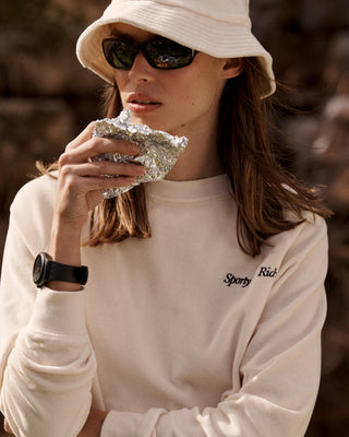 Italic Logo Embroidered Velour Bucket Hat - Cream/Navy