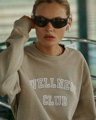 Wellness Club Flocked Crewneck - Elephant/White