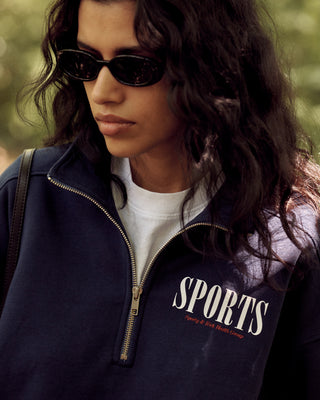 Sports Quarter Zip - Navy/White