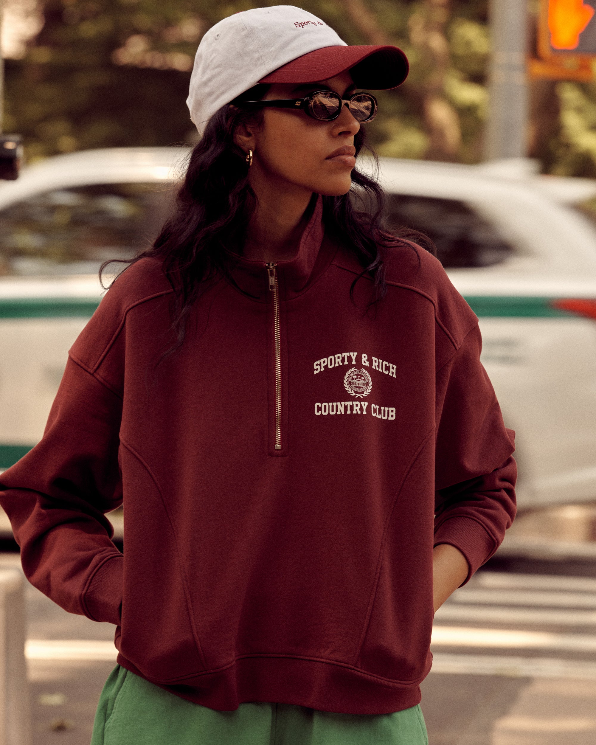 Classic Logo Hat - White/Merlot – Sporty & Rich