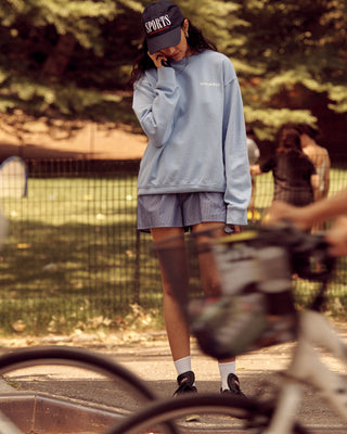 Health Is Wealth Crewneck - Periwinkle/White