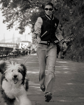 Crown Wool Varsity Jacket - Chocolate/Beige