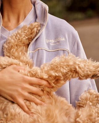 Script Velour Track Jacket - Nigella/Cream