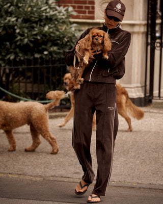 Script Velour Track Pants - Chocolate/Cream