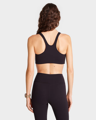 Serif Logo Sport Bra - Black/White