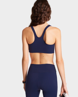 Serif Logo Sports Bra - Navy/White