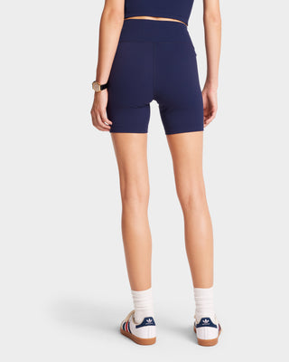 Serif Logo Biker Short - Navy/White