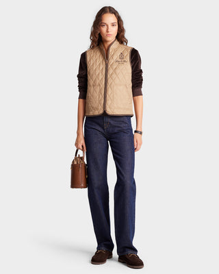 Vendome Quilted Riding Vest - Beige/Chocolate