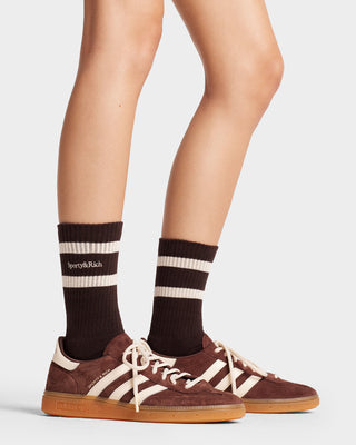 Serif Logo Socks - Chocolate/Cream