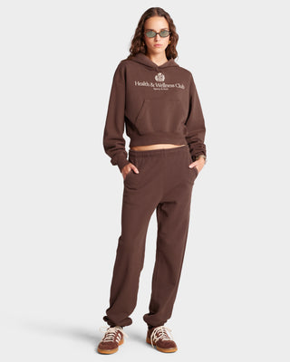 H&W Crest Cropped Hoodie - Chocolate/Cream