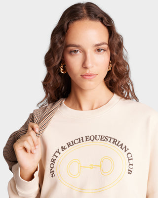 Equestrian Crewneck - Cream/Chocolate