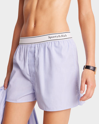 Serif Logo Boxer Short - Blue/White Thin Stripe