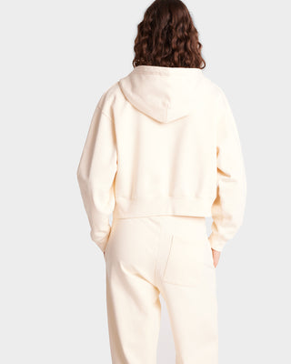 Vendome Cropped Zip Hoodie - Cream/Chocolate