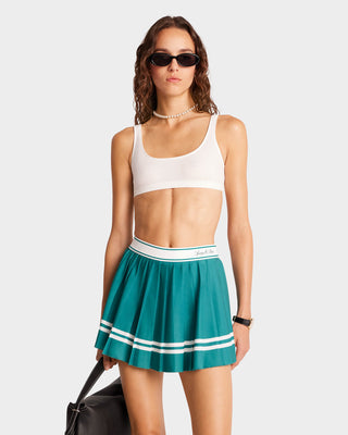 Vendome Script Pleated Skirt - Alpine/White