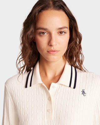 SRC Cableknit Polo - Cream/Navy