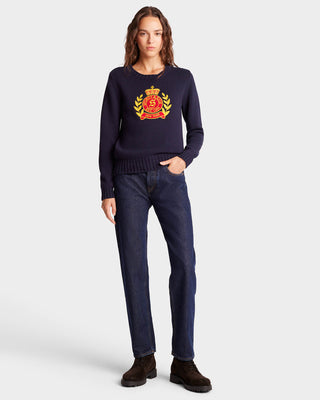 NY Crest Knitted Crewneck - Navy