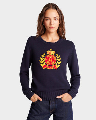 NY Crest Knitted Crewneck - Navy