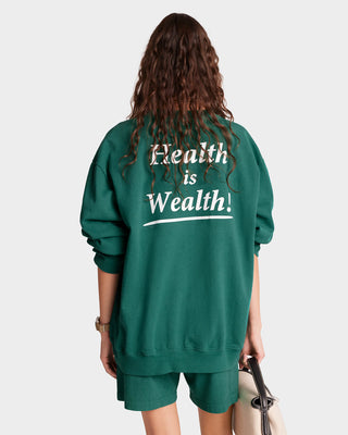 Health Is Wealth Crewneck - Alpine/White