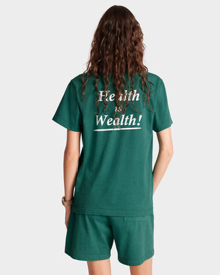 Health Is Wealth T-Shirt - Alpine/White