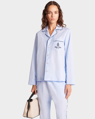 Vendome Pyjama Shirt - Sky Blue/Navy