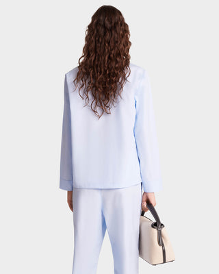 Vendome Pyjama Shirt - Sky Blue/Navy