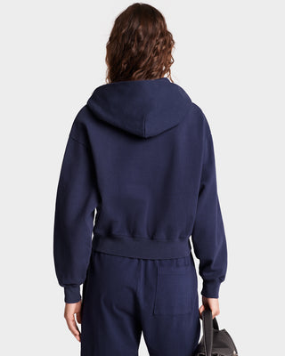 Home Run Cropped Zipped Hoodie - Navy/Sports Red/White