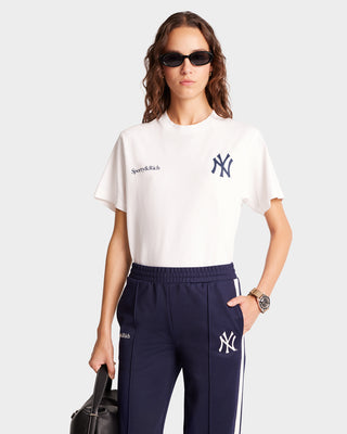 Yankees Serif Track Pants - Navy/White