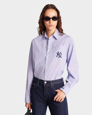 Yankees Serif Oversized Shirt - Blue Striped