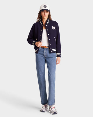 Yankees Serif Varsity Jacket - Navy/White