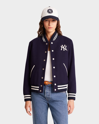 Yankees Serif Varsity Jacket - Navy/White