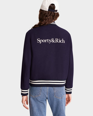 Yankees Serif Varsity Jacket - Navy/White