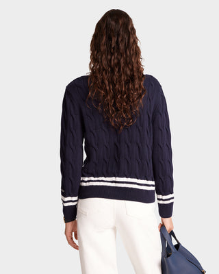 Yankees Serif Cableknit Sweater - Navy/White