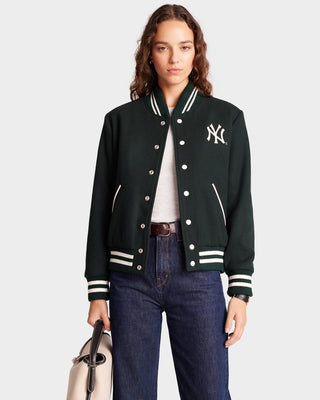 Yankees Serif Varsity Jacket - Forest/White