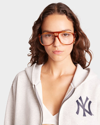 Yankees Serif Zip Hoodie - Heather Gray/Navy