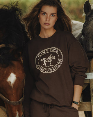 Riding Club Crewneck - Chocolate/Cream