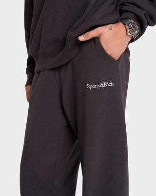 Pantalon de survêtement Serif Logo - Noir Décoloré/Blanc