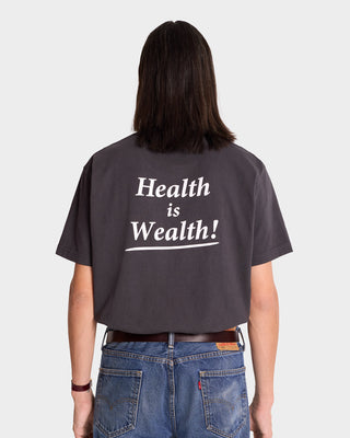 Health is Wealth T-Shirt - Faded Black/White