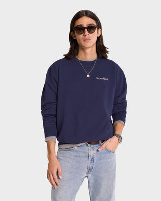 Serif Logo Crewneck - Navy/White