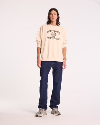 Varsity Crest Crewneck - Cream/Chocolate