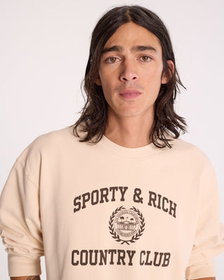 Varsity Crest Crewneck - Cream/Chocolate