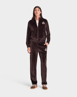 NY Crest Velour Track Pant - Chocolate/Cream