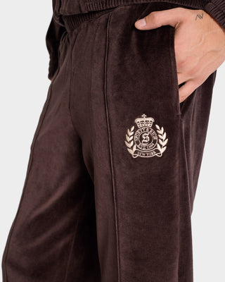 NY Crest Velour Track Pant - Chocolate/Cream