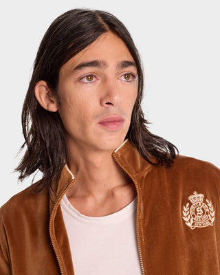 NY Crest Velour Track Jacket - Tobacco/Cream