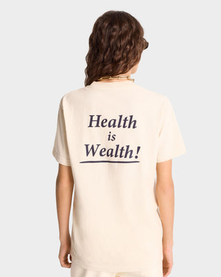 Health is Wealth T-Shirt - Cream/Navy