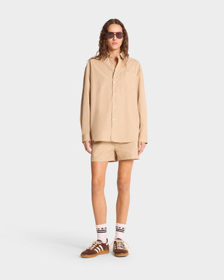 SRC Oversized Shirt - British Tan/White