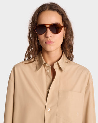 SRC Oversized Shirt - British Tan/White