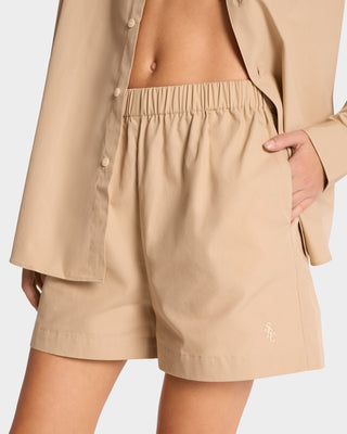 SRC Poplin Short - British Tan/White