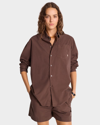 SRC Oversized Shirt - Chocolate/White