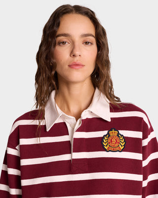 NY Crest Rugby Polo - Merlot/White