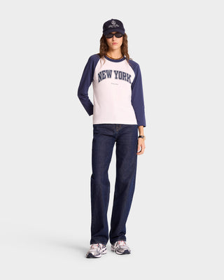 New York Ivy Baseball Tee - White/Navy